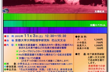 京都花山天文台で11/3に観望会…太陽を学ぶ 画像