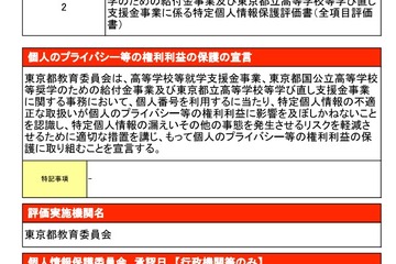 東京都、高校就学支援金事業など「個人情報保護評価書」に関する意見募集…11/28まで 画像