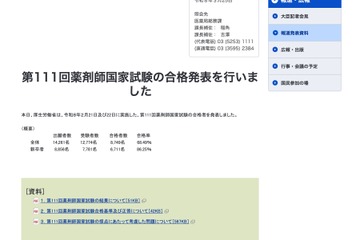 薬剤師国家試験2026、新卒合格率は86.25％ 画像