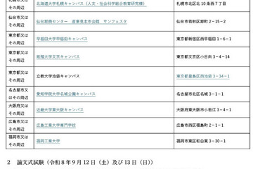 司法試験＆予備試験2026、会場を発表…日程まとめ 画像