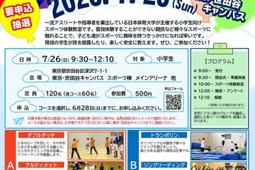 【夏休み2026】小学生向け「日体大スポーツフェスタ」7/26 画像