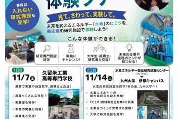 福岡県、中高生の水素エネルギー実践ツアー…九大見学など11月 画像