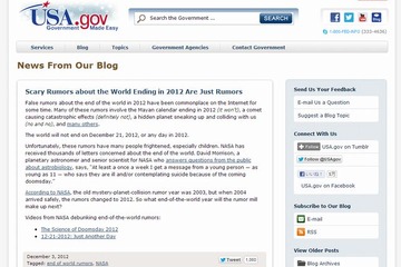 マヤ暦に関し、アメリカ政府が「12/21に人類は滅亡しない」と公式発表 画像