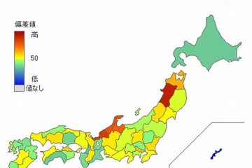 全国学力テストの正答率が持ち家率・共働き率と相関…とどラン調べ 画像