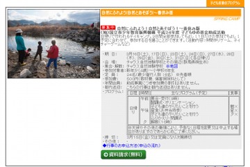 幼児・小学生対象の春休み日帰りキャンプ、ネイチャーゲームなどを実施 画像
