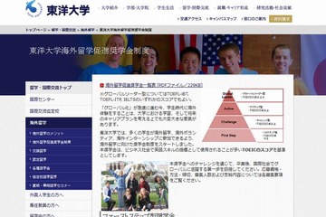 東洋大、TOEICを基準に学生の海外留学を奨学金で支援 画像