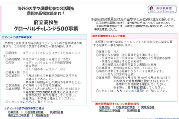 京都府、府立高校生などの海外留学を応援…最大90名に25万円を補助 画像