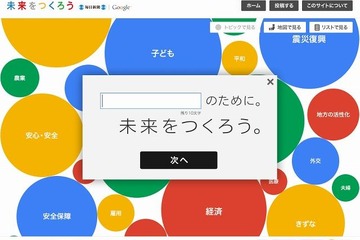 Google × 毎日新聞、「未来をつくろう 参院選 2013」開設 画像