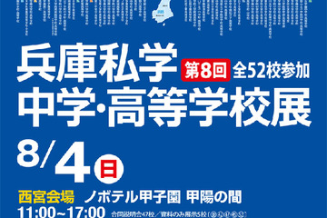 兵庫私学中学・高等学校展8/29-30開催、全52校参加 画像