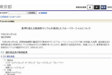 イタリア産ブルーベリージャムから基準を超える放射性セシウム検出、東京都 画像