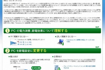 日本マイクロソフト、Windows PC自動節電プログラムを無料提供 画像