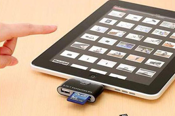 iPad/iPad 2に直接データ保存可能、USBポート付属カードリーダー 画像