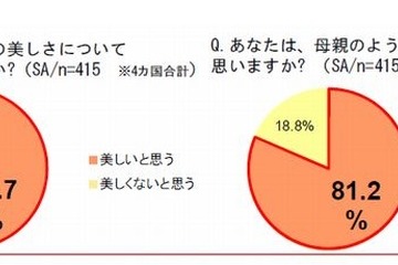 母親の美しさ、日本の娘は厳しく評価…「とても美しい」わずか9％ 画像