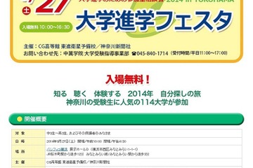 横浜で114大学が参加する「大学進学フェスタ」9/27、模擬授業も 画像