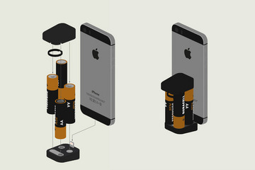 乾電池でiPhoneを充電するキーホルダーのような充電器 画像