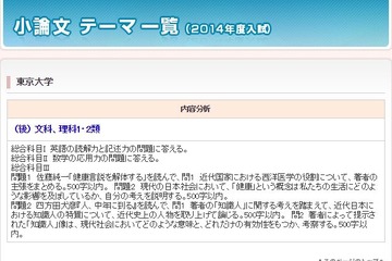 【大学受験2015】一般入試の小論文テーマ一覧…代ゼミ 画像