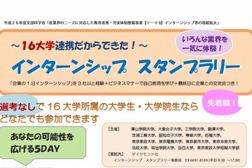 青学や法政など連携16大学対象「インターンシップスタンプラリー」 画像