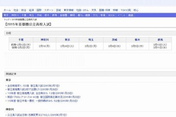 【高校受験2015】首都圏公立高校入試の問題・解答…東京新聞がWeb掲載 画像