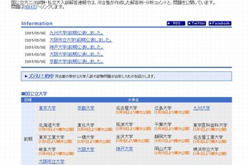 【大学受験2015】大手予備校、東大・京大・九大などの解答速報を公開 画像