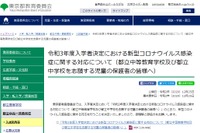 【中学受験2021】東京都立中、コロナ感染者の追試験実施せず 画像