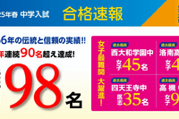 【中学受験2025】浜学園、関西難関中の合格速報…灘98名等