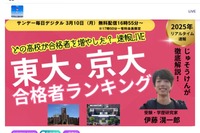 2025年の東大・京大の高校別合格者数ライブ配信…サンデー毎日3/10