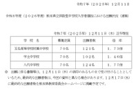 【中学受験2026】熊本県立中の出願状況（12/11時点）八代1.77倍など