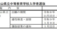 【中学受験2027】【高校受験2027】岡山県、県立中・高の入試日程を公表