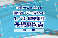 【共通テスト2026】予想平均点（1/20速報・最終）文系6教科596点・理系6教科603点…河合塾・データネット
