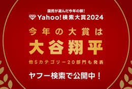 Yahoo!検索大賞2024、大谷翔平が2年連続大賞