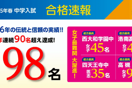 【中学受験2025】浜学園、関西難関中の合格速報…灘98名等