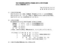 【高校受験2025】滋賀県立高の二次選抜…米原（普通）など28校600人募集