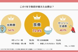 家計の負担増9割が実感、食費・光熱費・交通費の三重苦