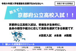 【高校受験2027】京都府立高「前期・独自枠」概要（12月時点）公開