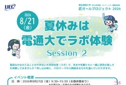 【夏休み2026】電気通信大「ラボ体験」女子中高生向け8/21 画像