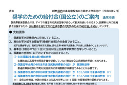 群馬県、国公立高校の奨学給付金を拡充…年収490万円程度まで対象 画像