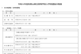 【高校受験2027】和歌山県立高、実施要項公開…一般選抜3/10 画像