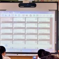 電子黒板に生徒が書いた内容を表示。必要な部分だけを切り出すことも可能だ