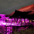 乳がん知識啓発キャンペーン「ピンクリボン」で、ライトアップされた清水寺本堂