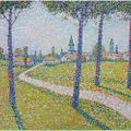 レオ・ゴーソン《樹木の向こうの村》1890年　油彩、キャンヴァス　46×55cm　個人蔵 Collection Privee「画像写真の無断転載を禁じます」