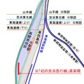 田町～品川間の線路図。今回の切替工事で東海道線の上り線が移設される。