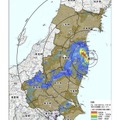 文部科学省がこれまでに測定してきた範囲及び埼玉県及び千葉県内の地表面へのセシウム134、137の沈着量の合計
