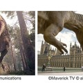 （左）アニマルプラネットで放送「解明！超巨大恐竜の謎」　（c) Discovery Communications、（右）「蘇る！イギリス恐竜王国」　(c) Maverik TV、(c) all3media international
