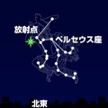 ペルセウス座流星群（2018年8月13日0時頃の北東の星空 東京）