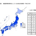 都道府県別育児をしている女性の有業率（2017年）