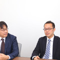 インタビューに答える秋山清輝氏（左）と金澤浩氏（右）