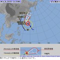 2019年8月13日午前6時現在の台風10号の経路図