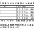 令和3年度三重県立特別支援学校入学者選考実施日程