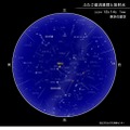 ふたご座流星群と放射点（2020年12月14日1時ごろの東京の星空）　（c） 国立天文台天文情報センター