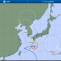 台風6号と熱帯低気圧aの2023年8月7日15時の進路予報図